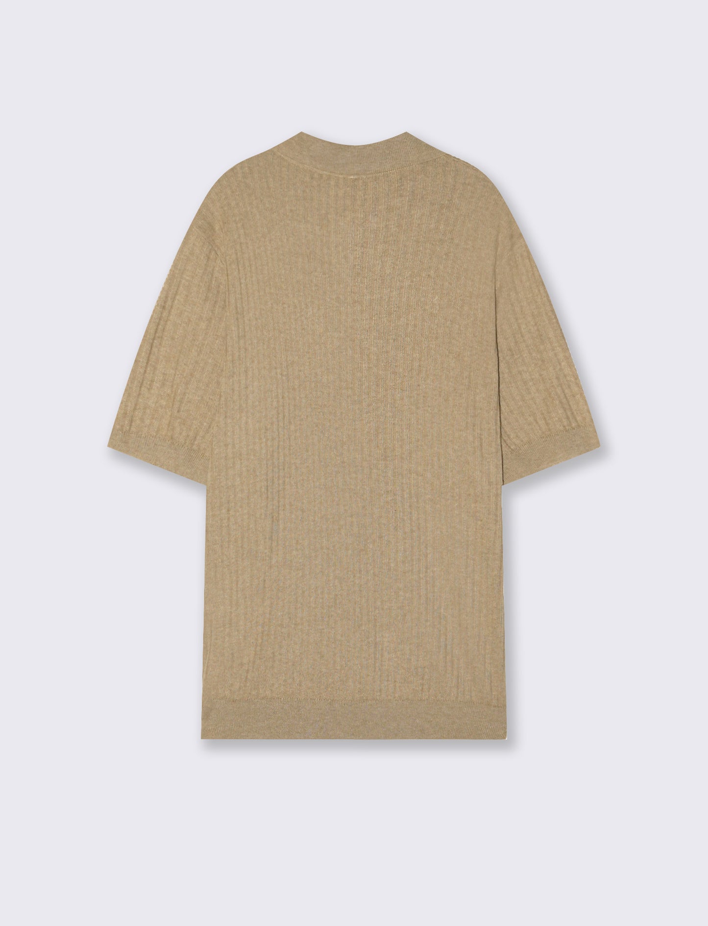 Polo in Maglia di Cotone a Coste - Beige
