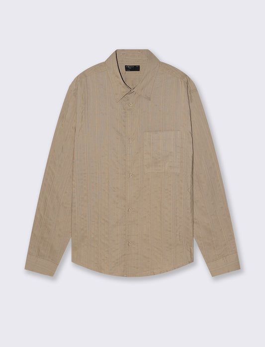 Jacquard Shirt Soft Fit Stripe Effect - Beige