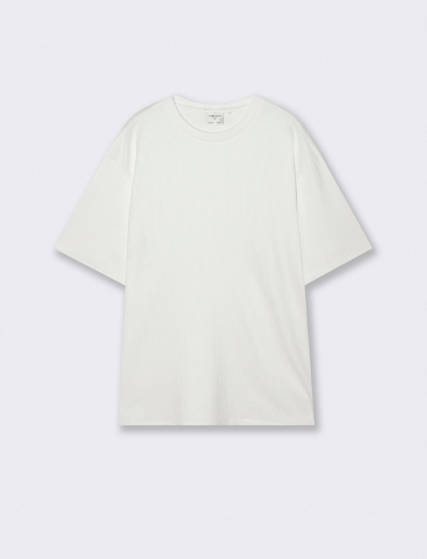 T-shirt girocollo in cotone jacquard - Bianco
