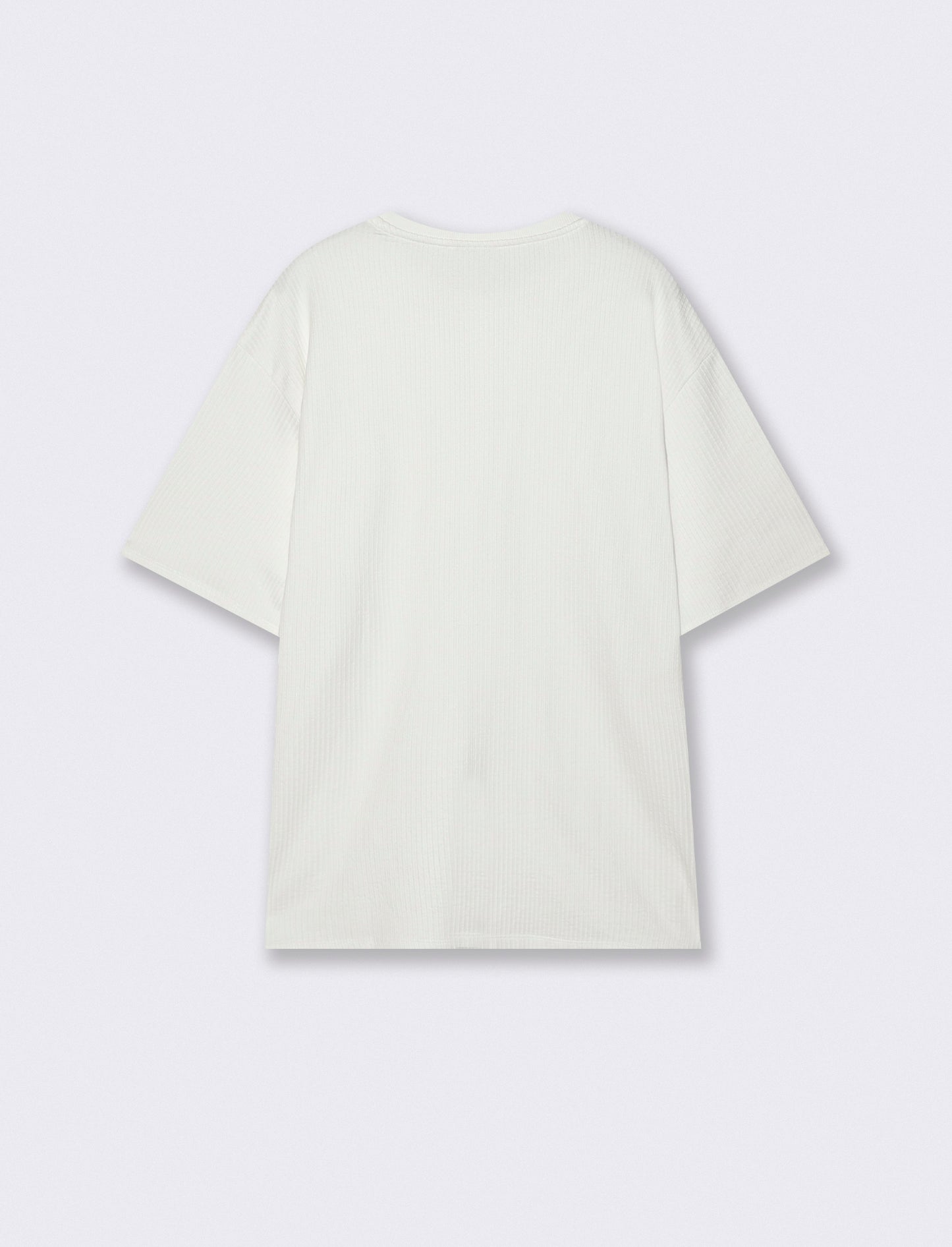 T-shirt girocollo in cotone jacquard - Bianco