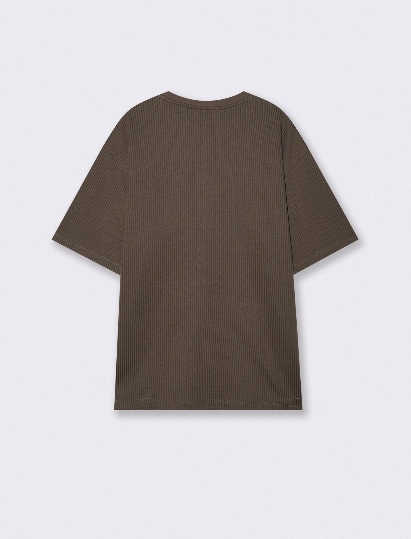 T-shirt girocollo in cotone jacquard - Moro