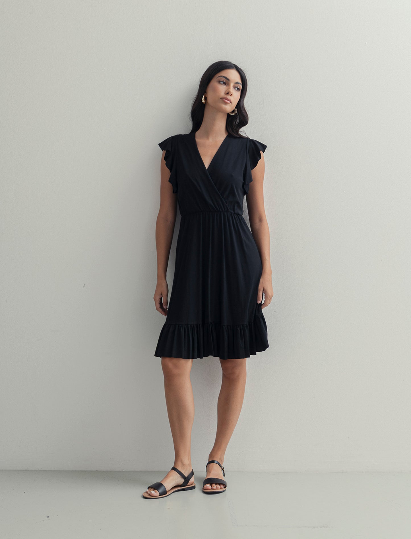VESTITO LUNGO CON VOILANT - Nero