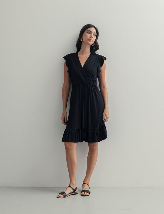 VESTITO LUNGO CON VOILANT - Nero