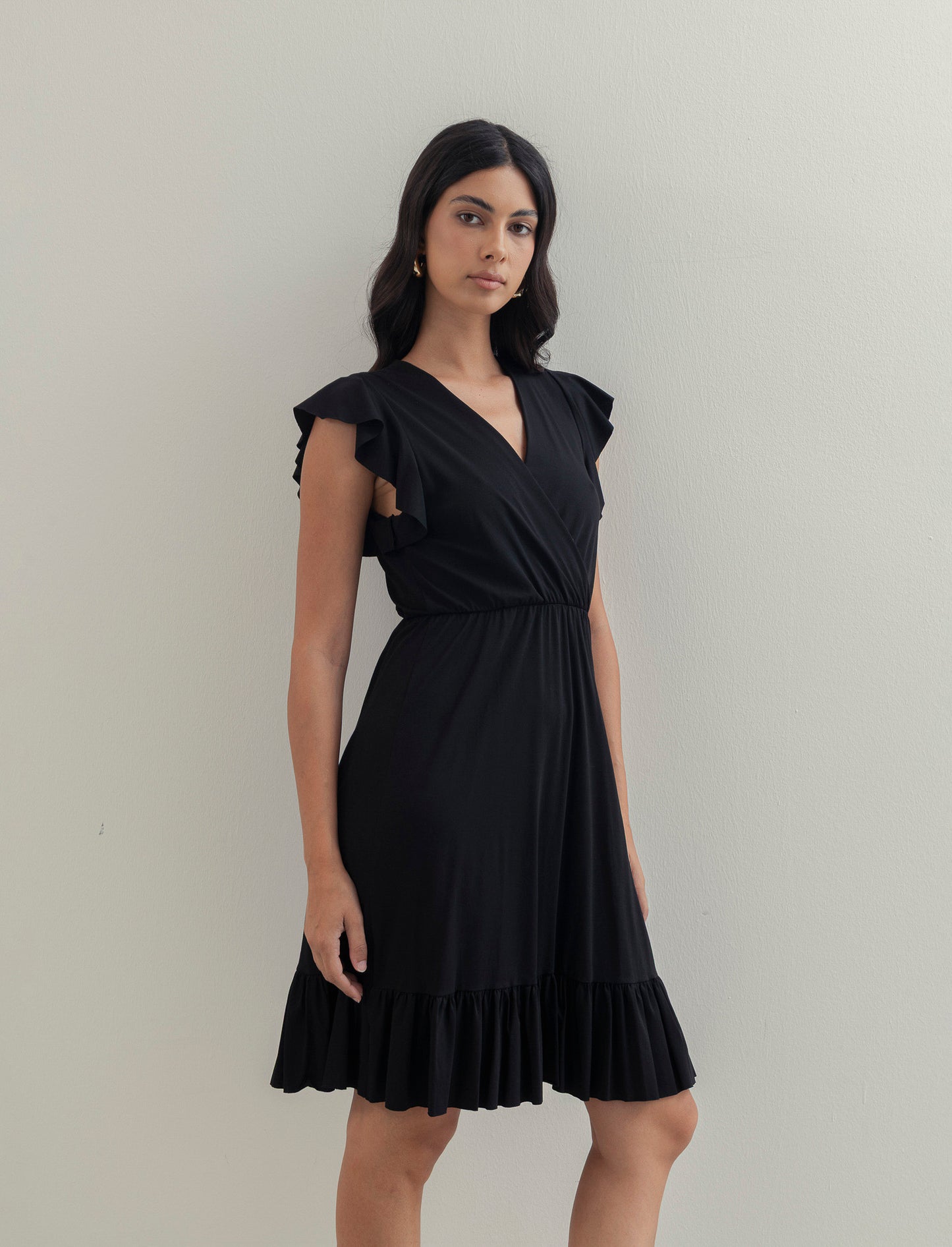 VESTITO LUNGO CON VOILANT - Nero