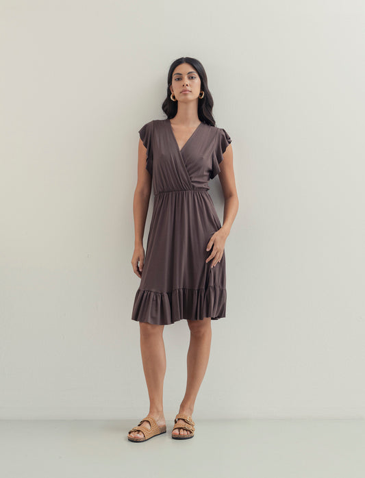 VESTITO LUNGO CON VOILANT - Moro