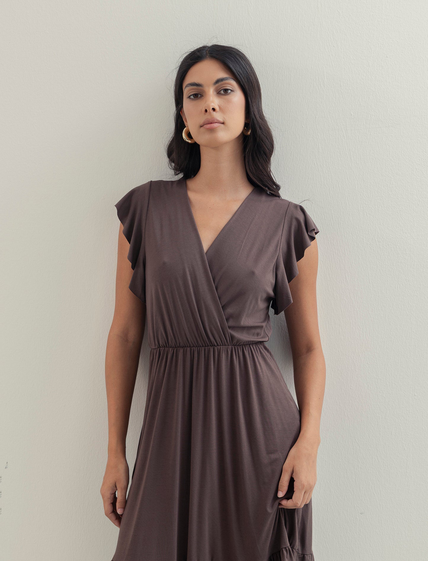 VESTITO LUNGO CON VOILANT - Moro