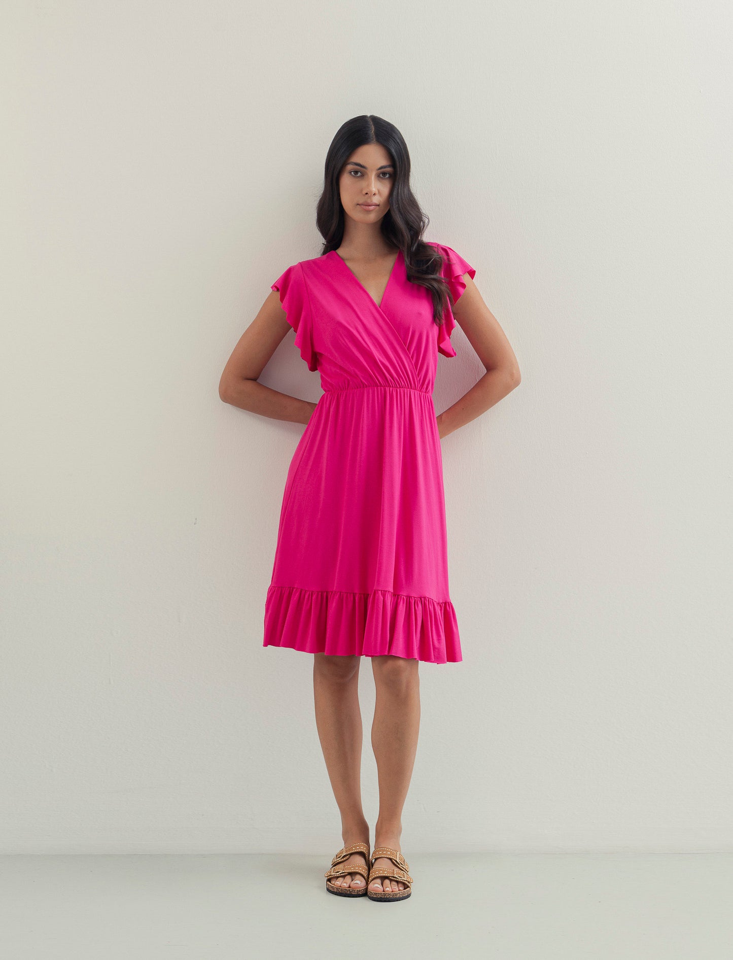 VESTITO LUNGO CON VOILANT - Fuxia