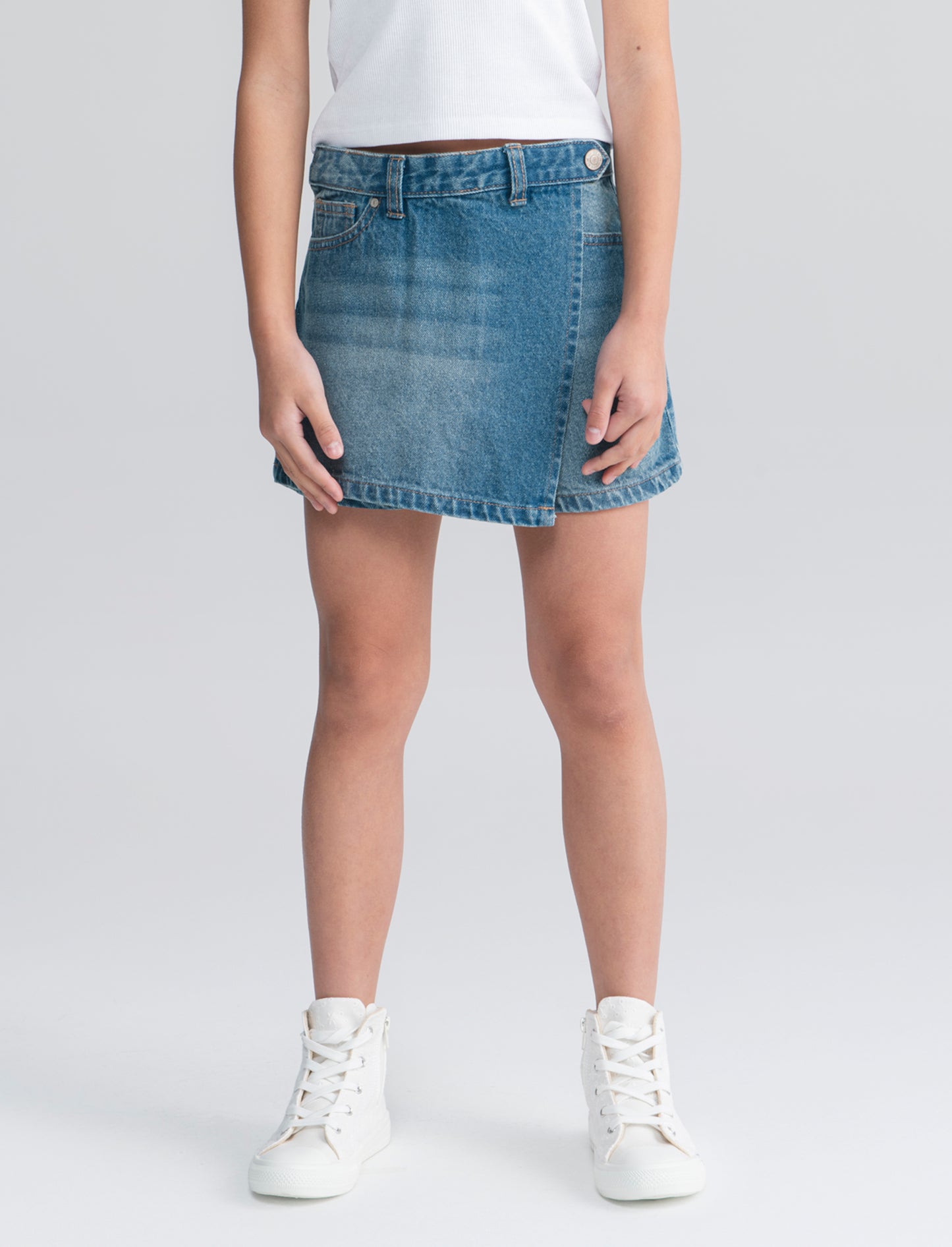 Short finta gonna in denim 100% cotone - Denim