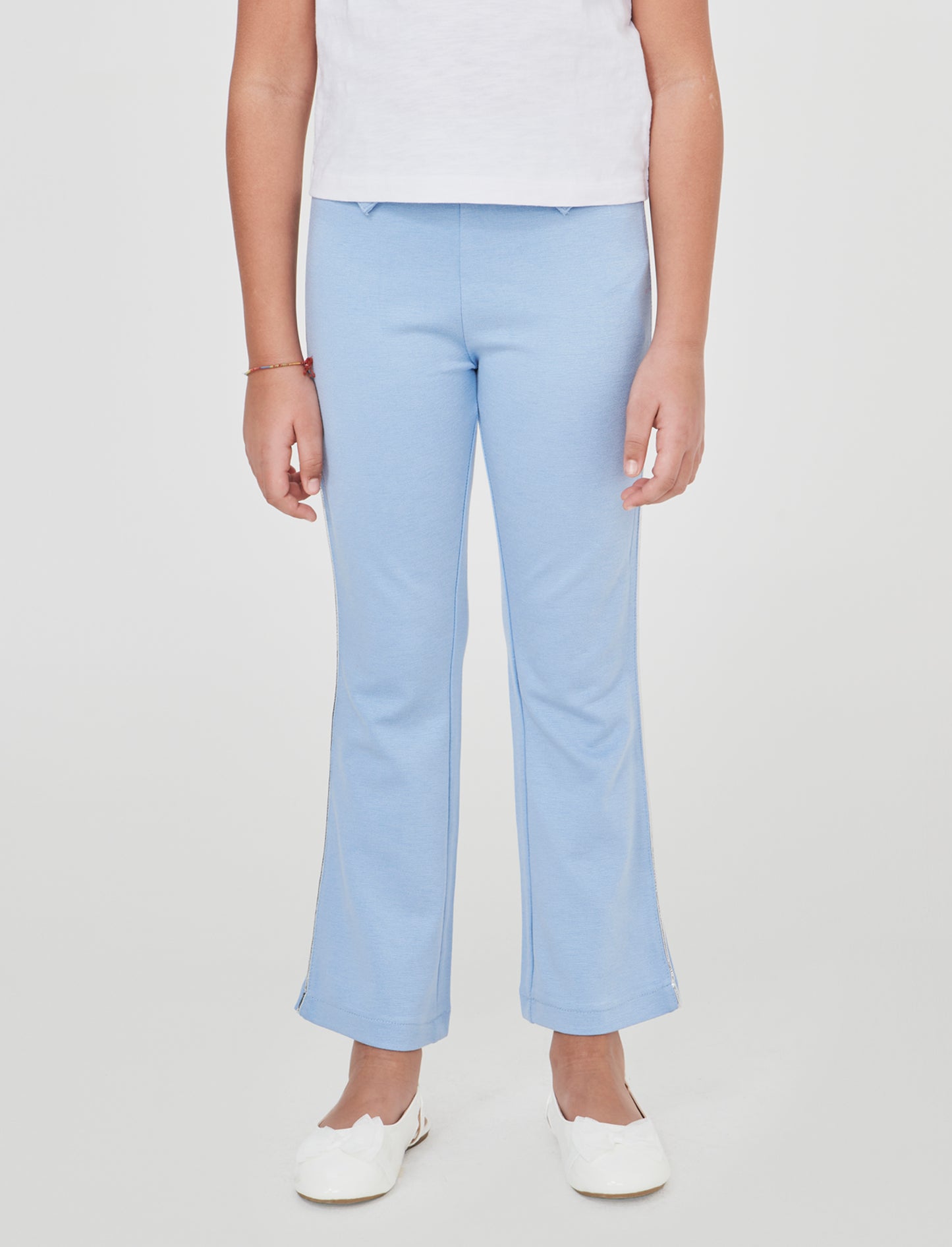 Milano Stitch Bell-Bottom Leggings with Profiles - Sky blue