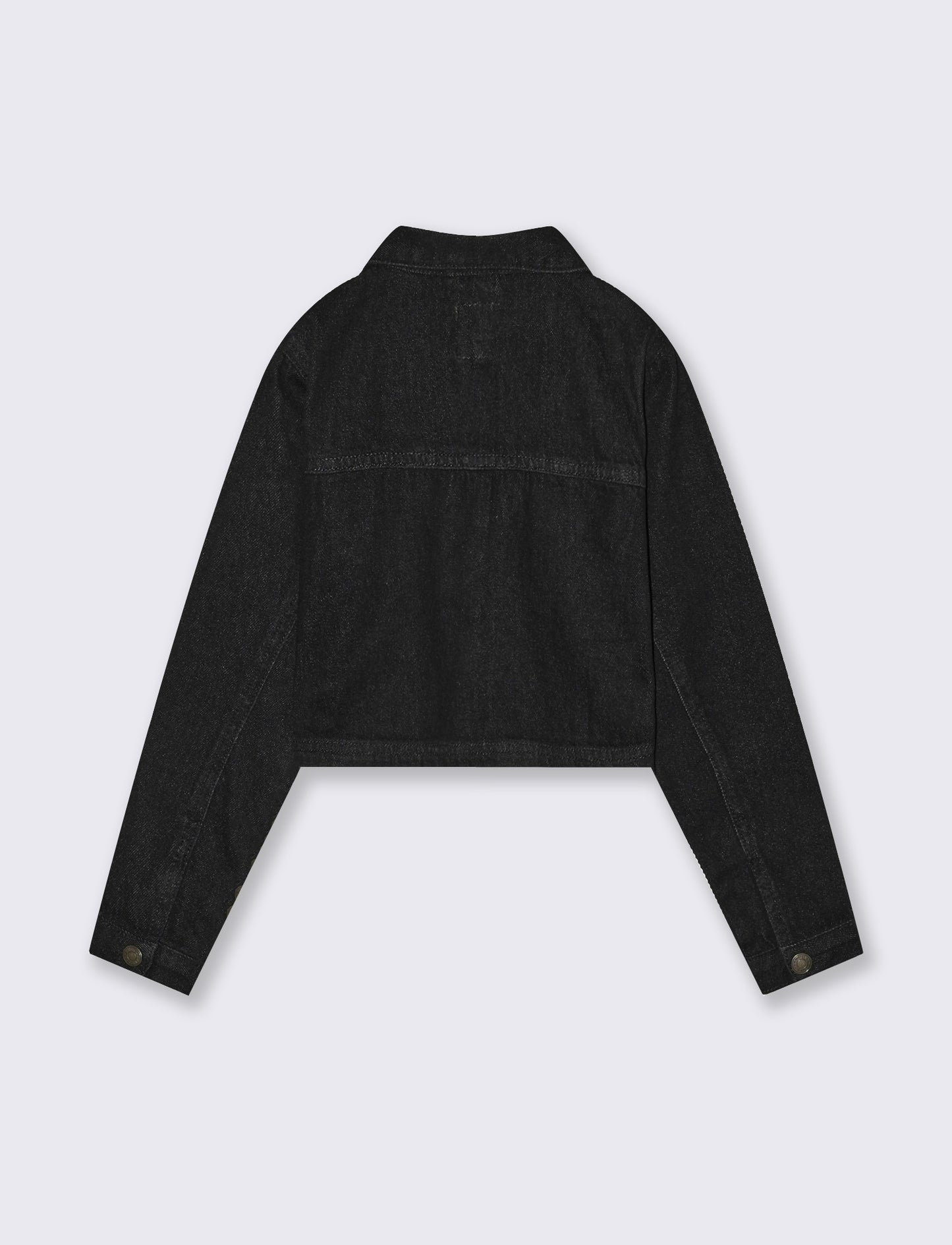 Giubbino denim cropped con borchie glamour - Nero
