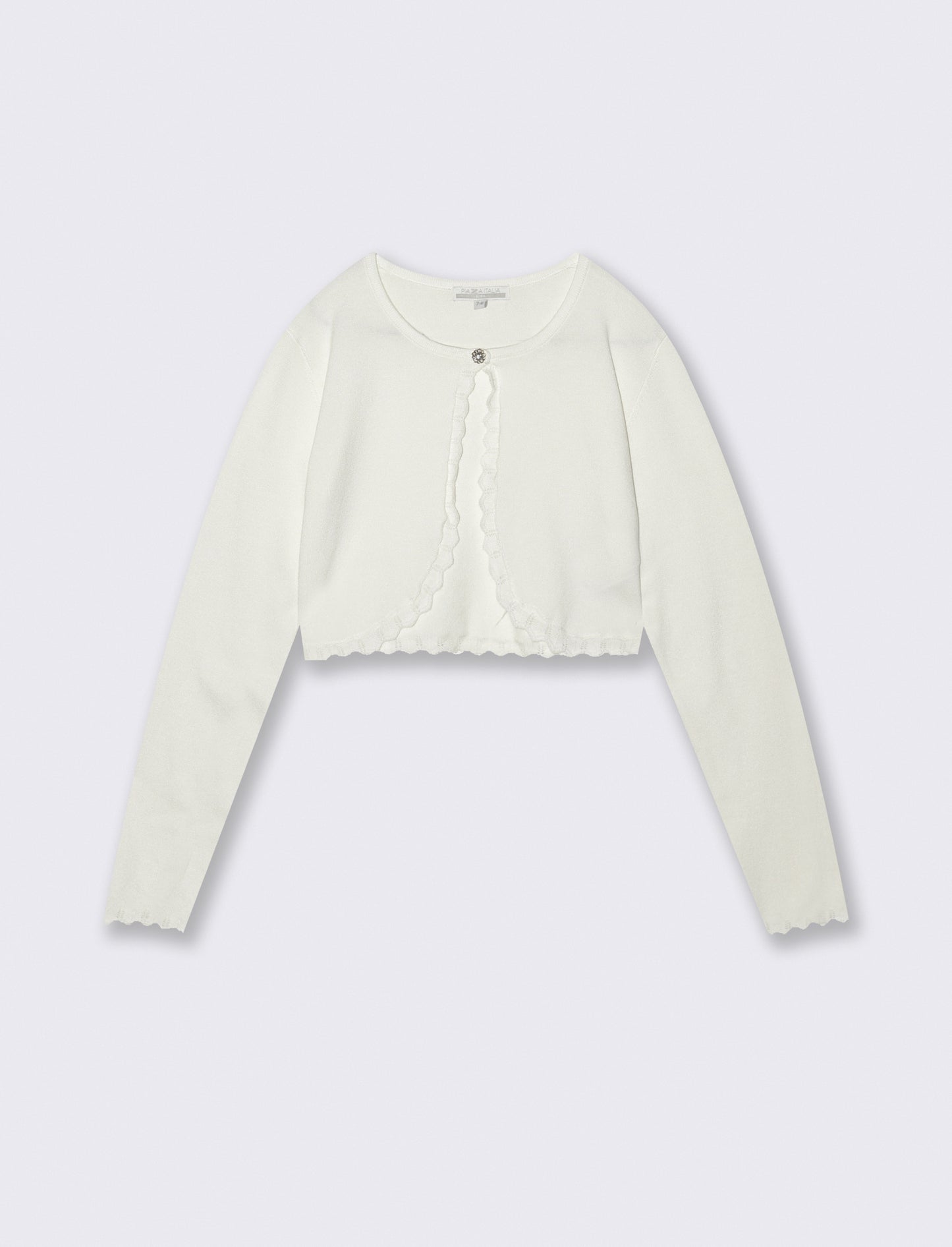 Cardigan lungo con lavorazione traforata - Bianco latte