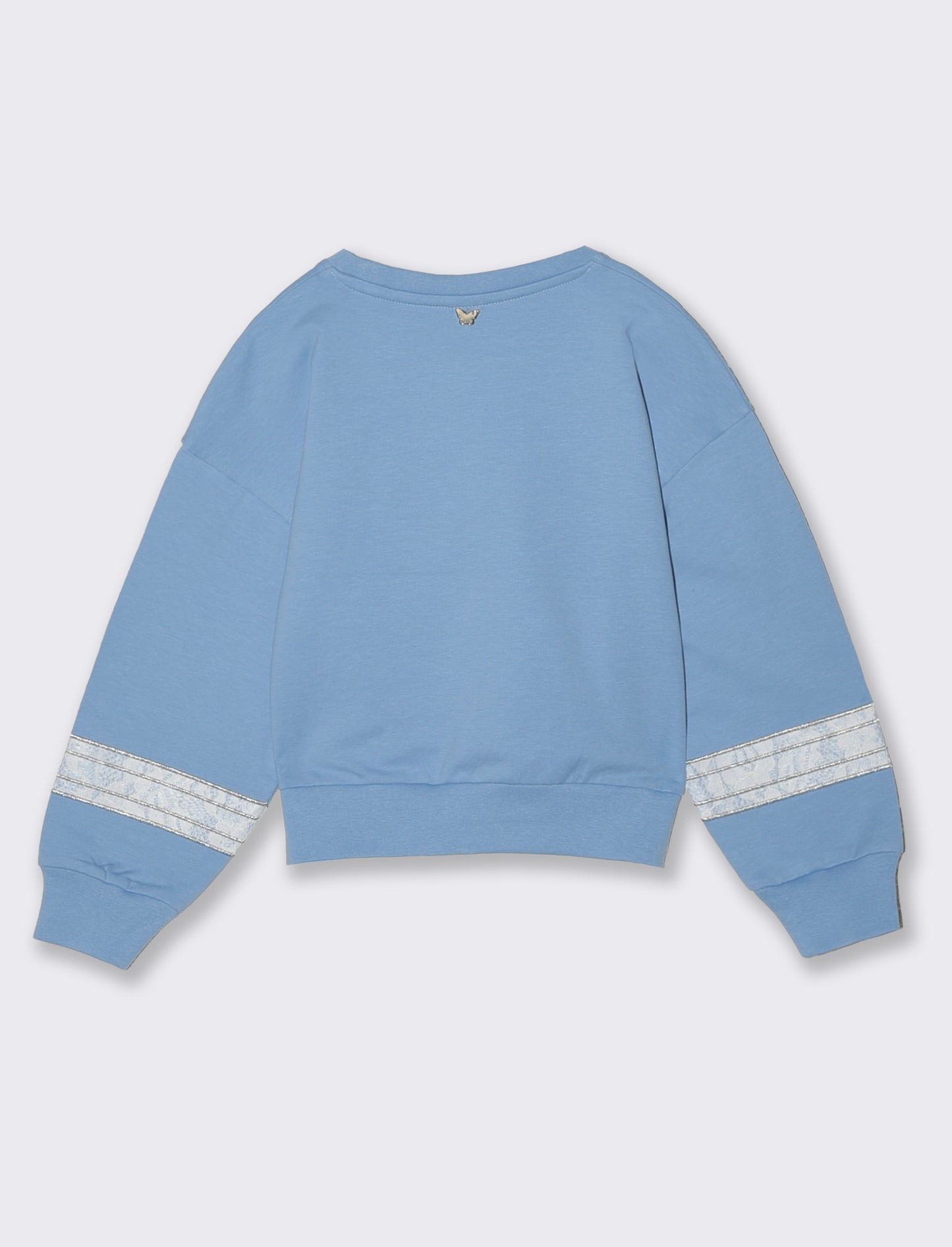 Felpa girocollo con pizzo elegante - Azzurro