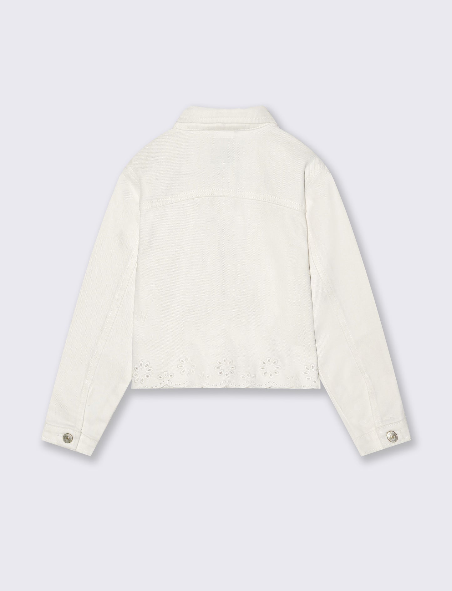 Giubbino in twill con ricamo traforato - Bianco latte