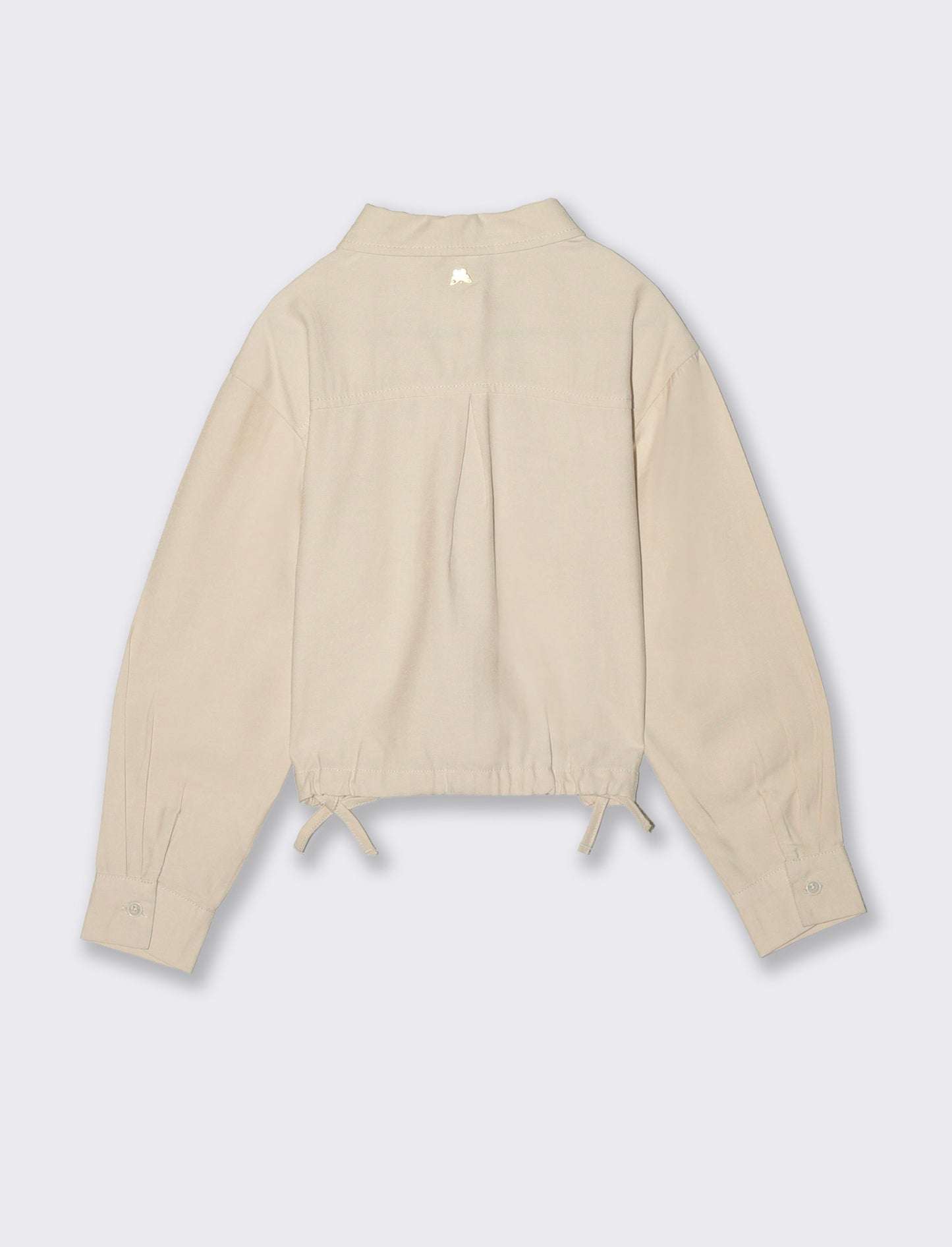 Camicia da bambina con coulisse e fiocchi - Beige