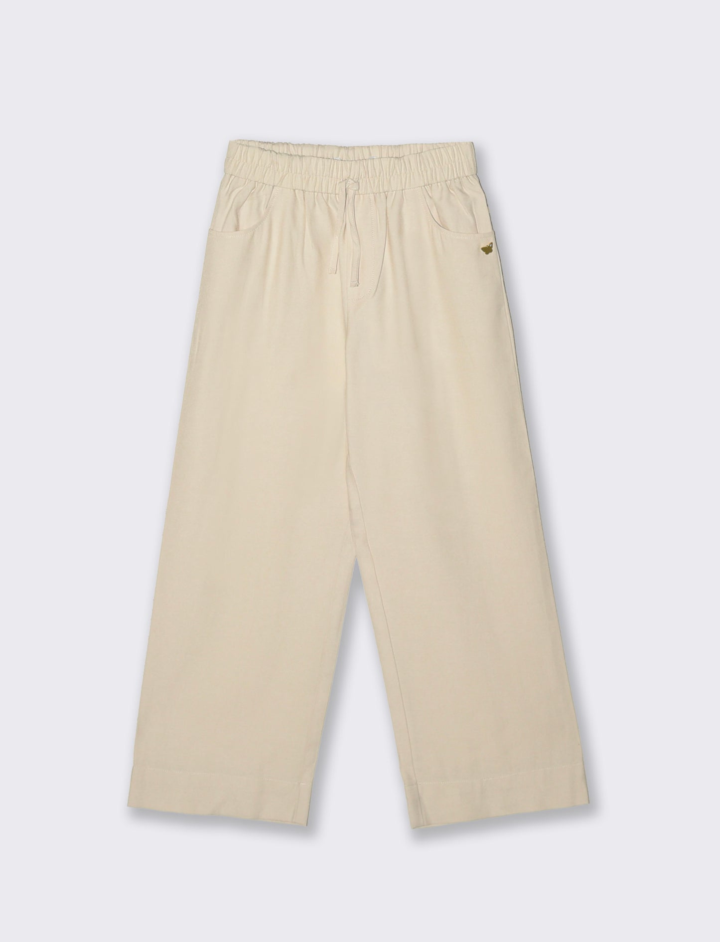 Wide-Leg Pants for Girls with Elastic - Beige