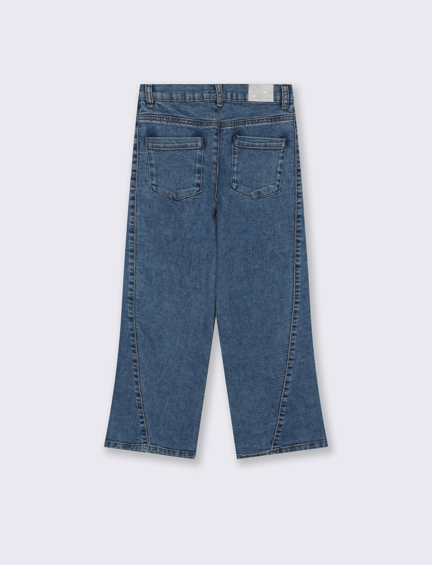 Jeans wide leg elasticizzati con tagli sagomati - Denim
