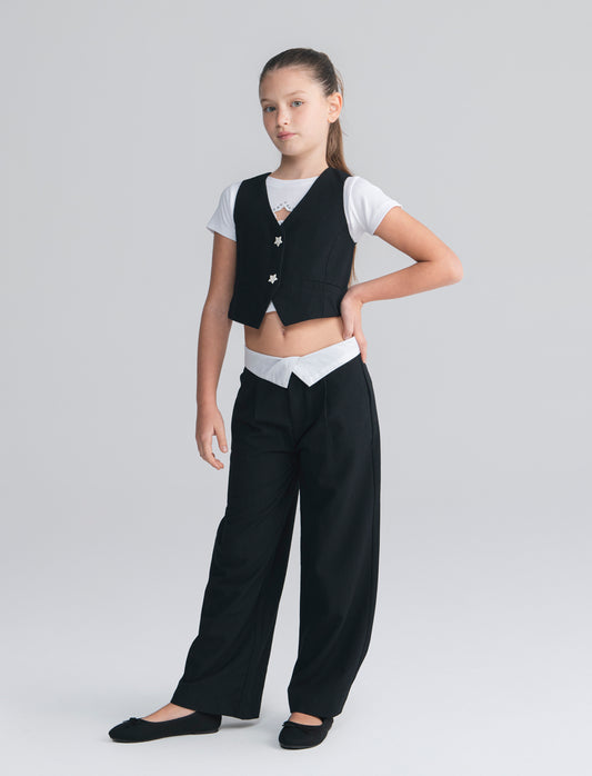 Gilet in cotone da bambina. - Righe
