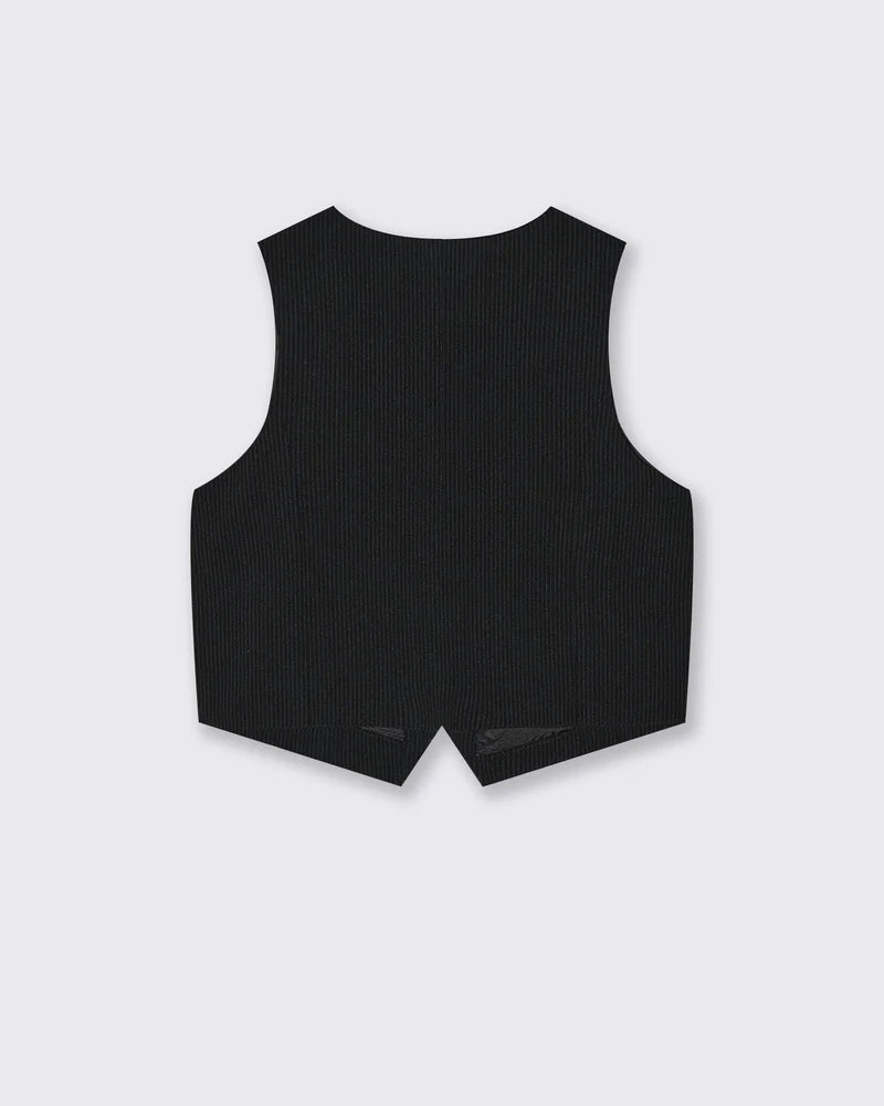 Gilet in cotone da bambina effetto gessato - Righe