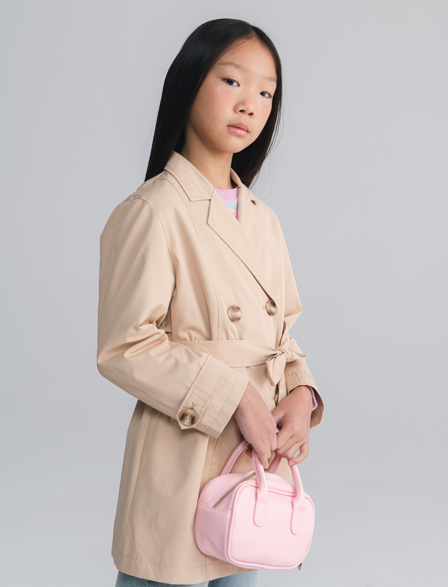 Trench doppiopetto sabbia con cintura bambina - Beige