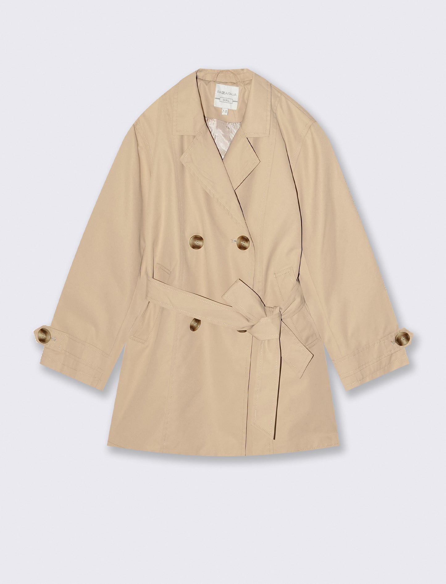 Trench doppiopetto sabbia con cintura bambina - Beige