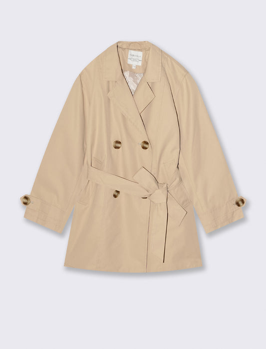 Trench doppiopetto sabbia con cintura bambina - Beige
