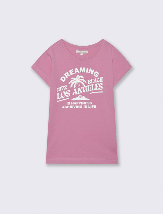 T-shirt estiva bambina con stampa colorata - Rosa candy