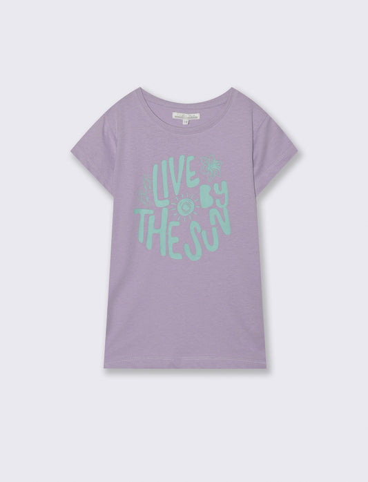 T-shirt estiva bambina con stampa colorata - Lilla