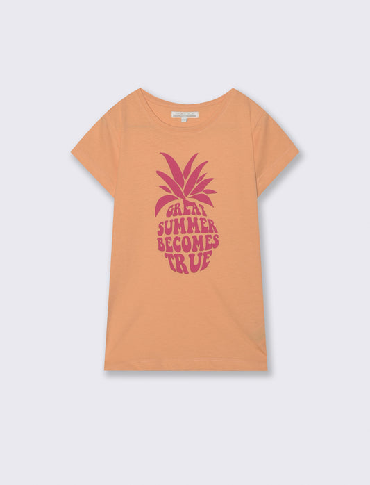 T-shirt estiva bambina con stampa colorata - Pesca
