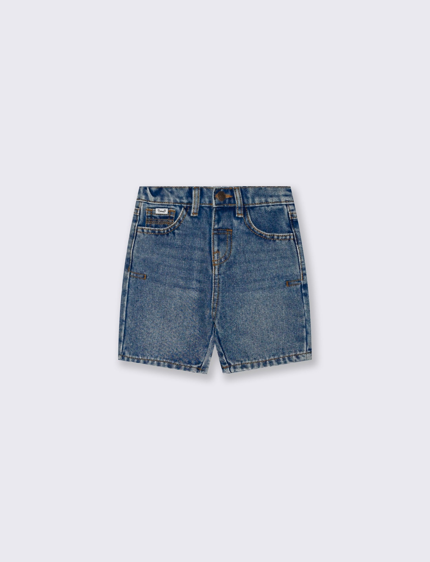 Denim Bermuda shorts with adjustable waist - Blue