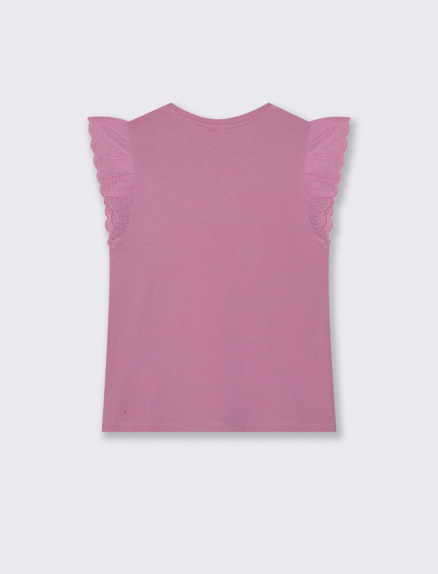 Summer T-shirt for girls with ruffles and rhinestones - Pink