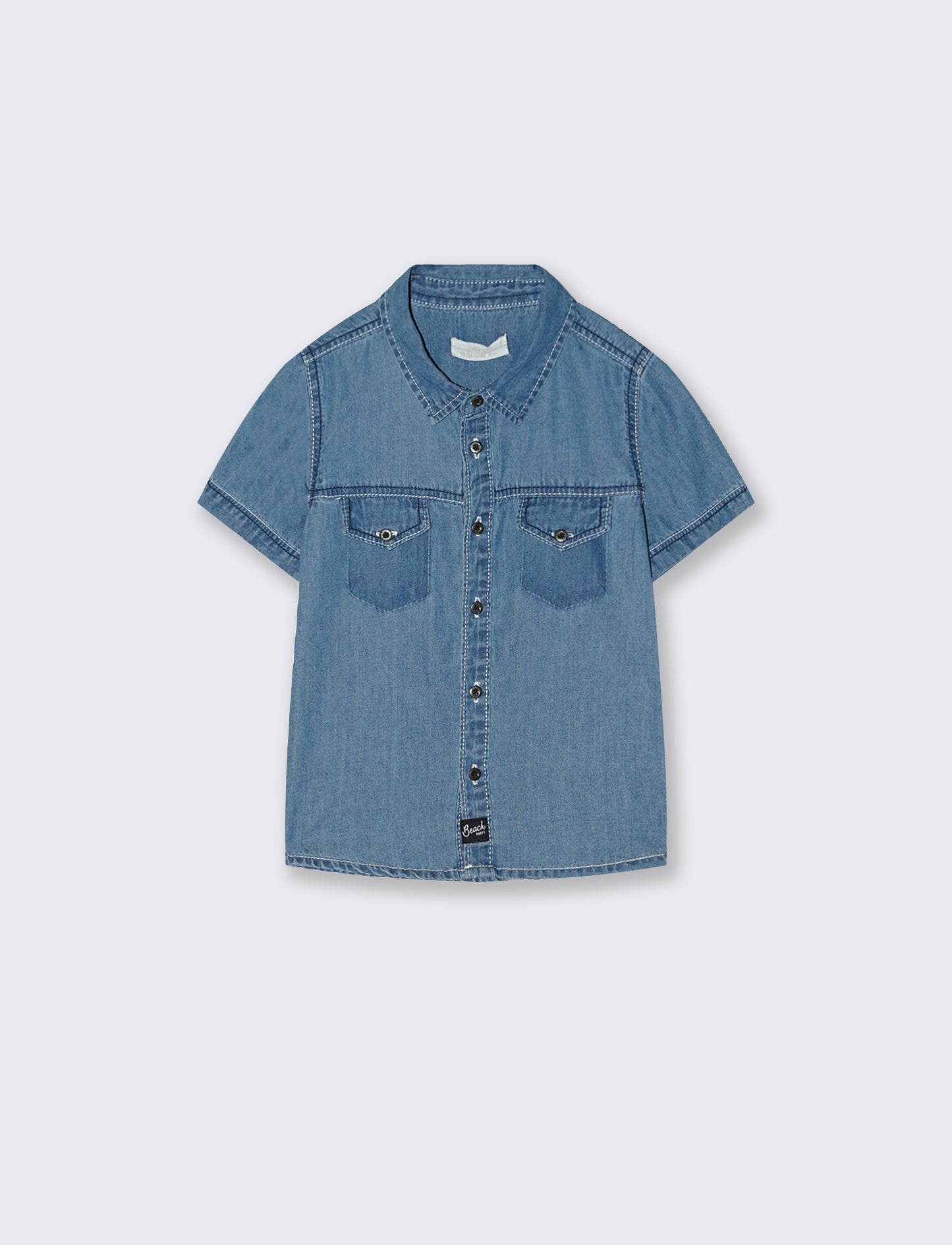 Camicia denim manica corta con tasca - Denim