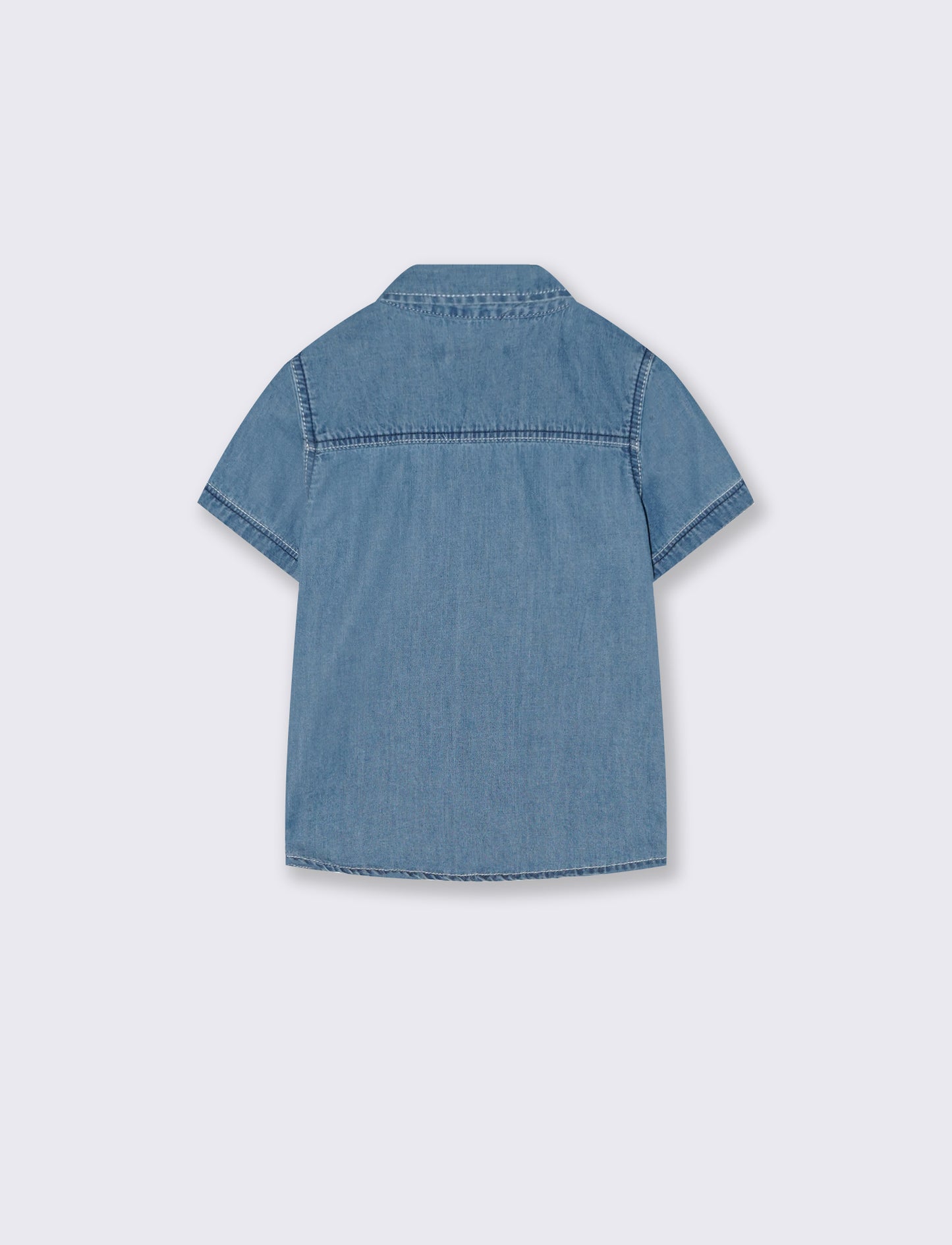 Camicia denim manica corta con tasca - Denim