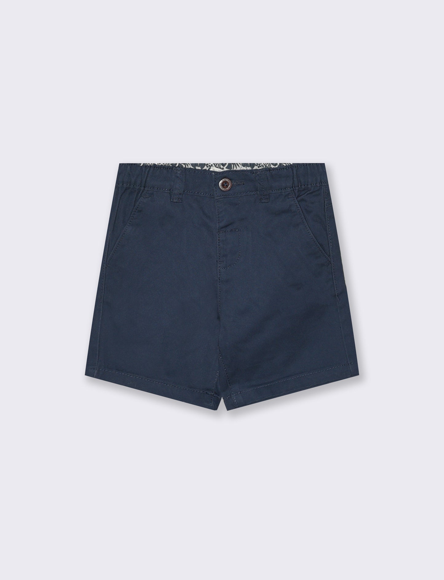 Solid color Bermuda shorts with adjustable waist - Blue