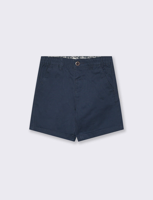 Solid color Bermuda shorts with adjustable waist - Blue