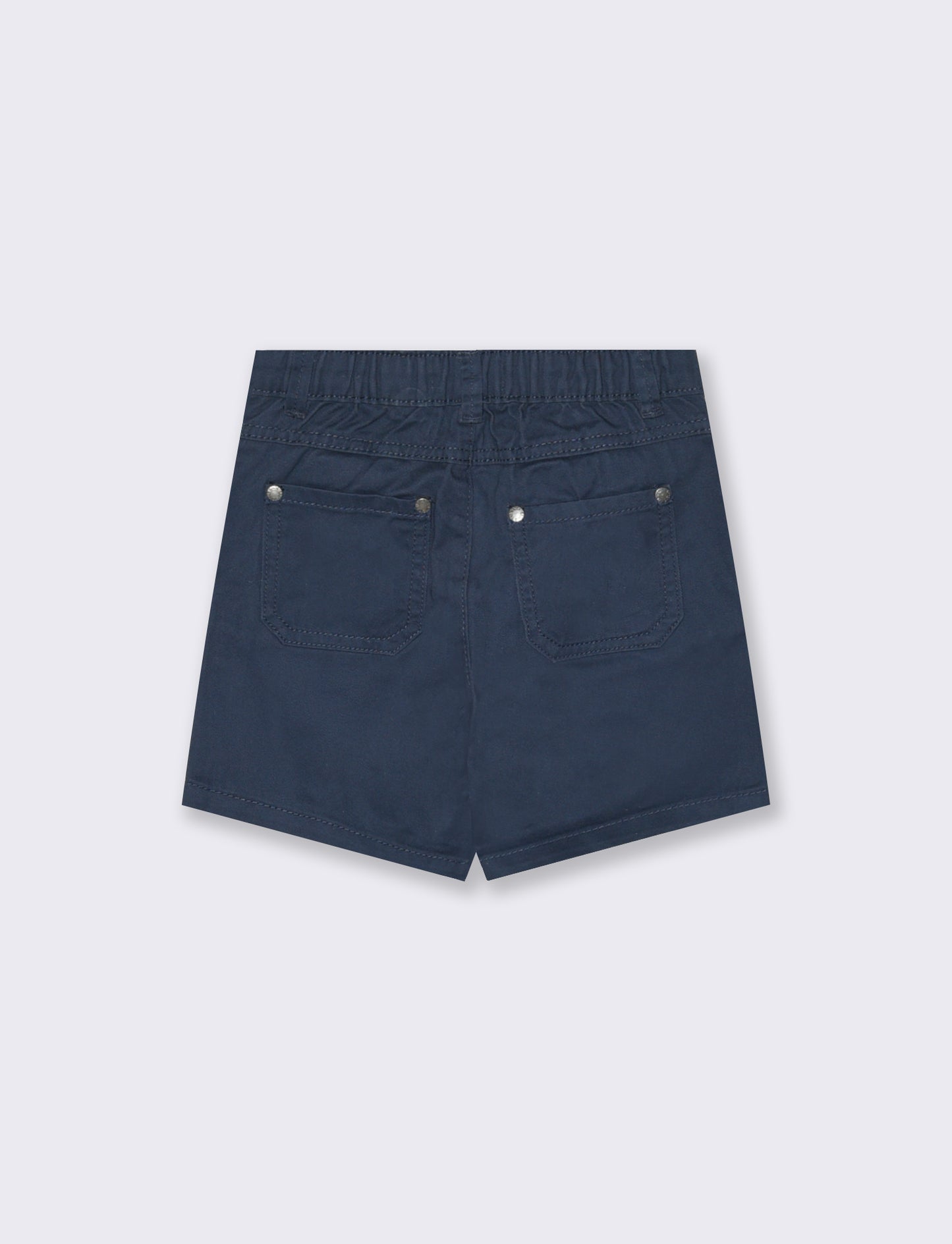 Solid color Bermuda shorts with adjustable waist - Blue