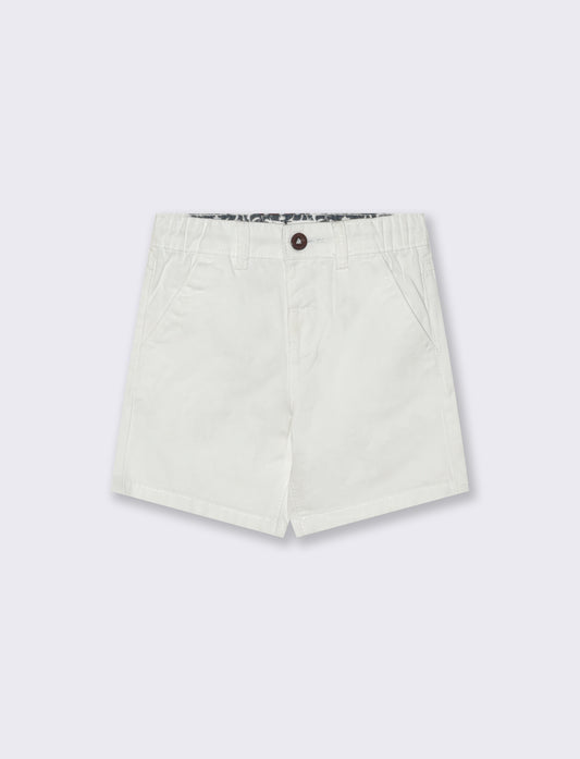 Solid color Bermuda shorts with adjustable waist - White
