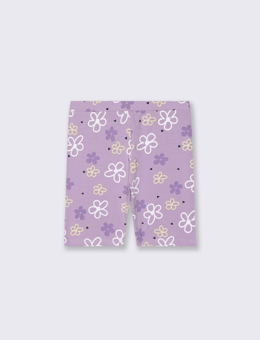 Leggings corti da bambina in cotone - Lilla