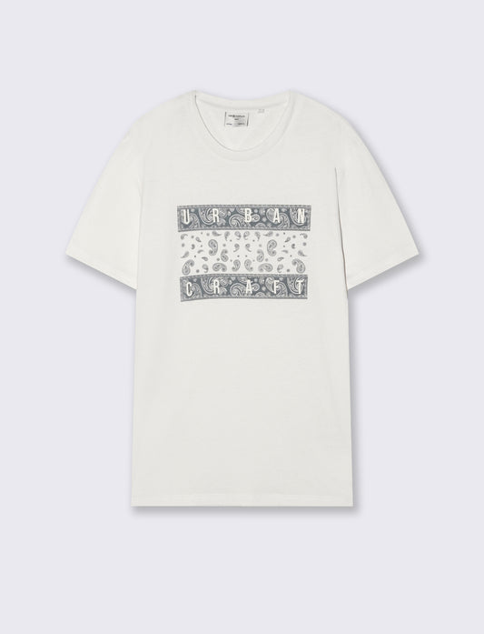 T-shirt in cotone con stampa paisley - Bianco