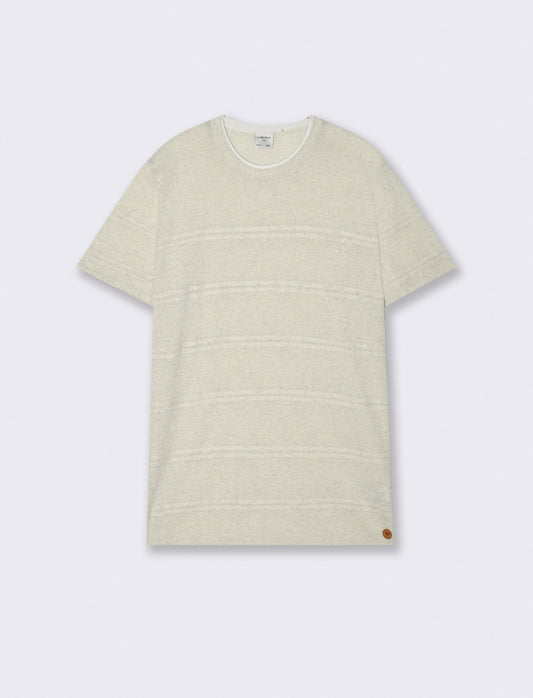 T-shirt in maglia con orli a contrasto - Beige ecru