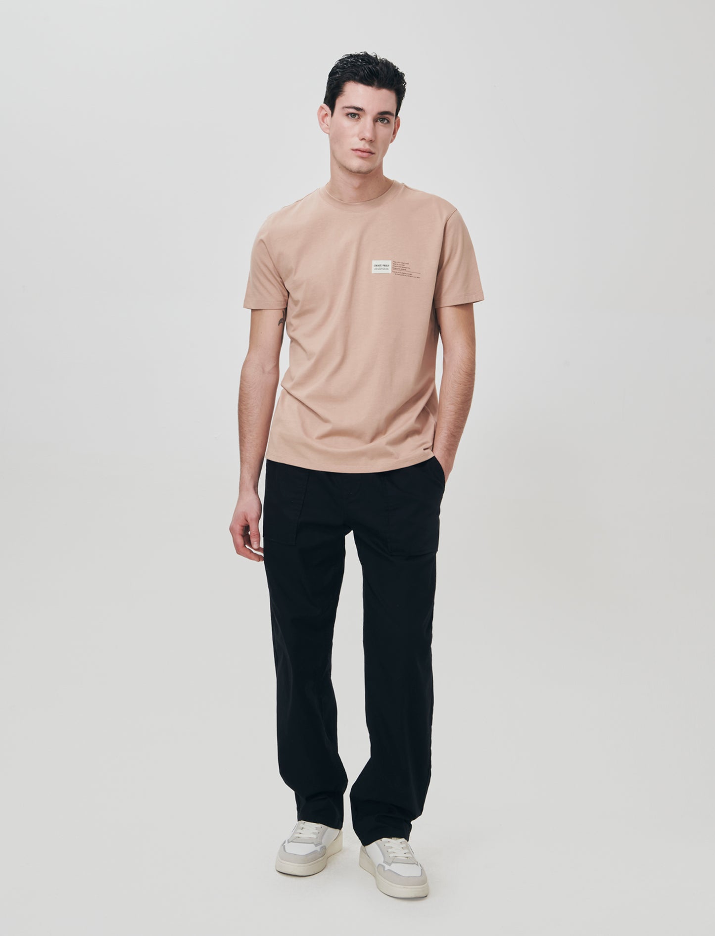 Pantalone in Cotone Regular Fit con Tasche - Nero