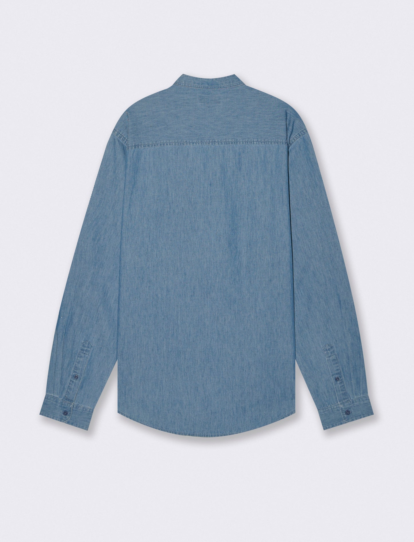 Camicia denim leggero con collo coreano - Denim