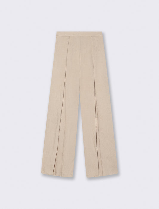 Pantalone palazzo con pences - Beige