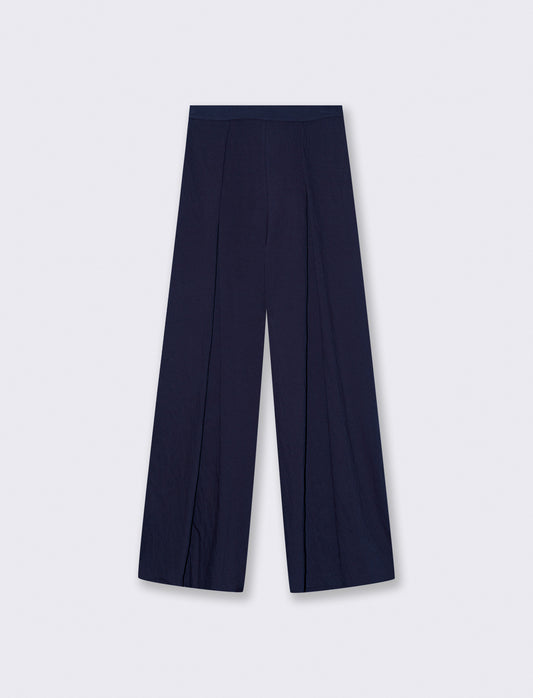 Pantalone palazzo con pences - Blu