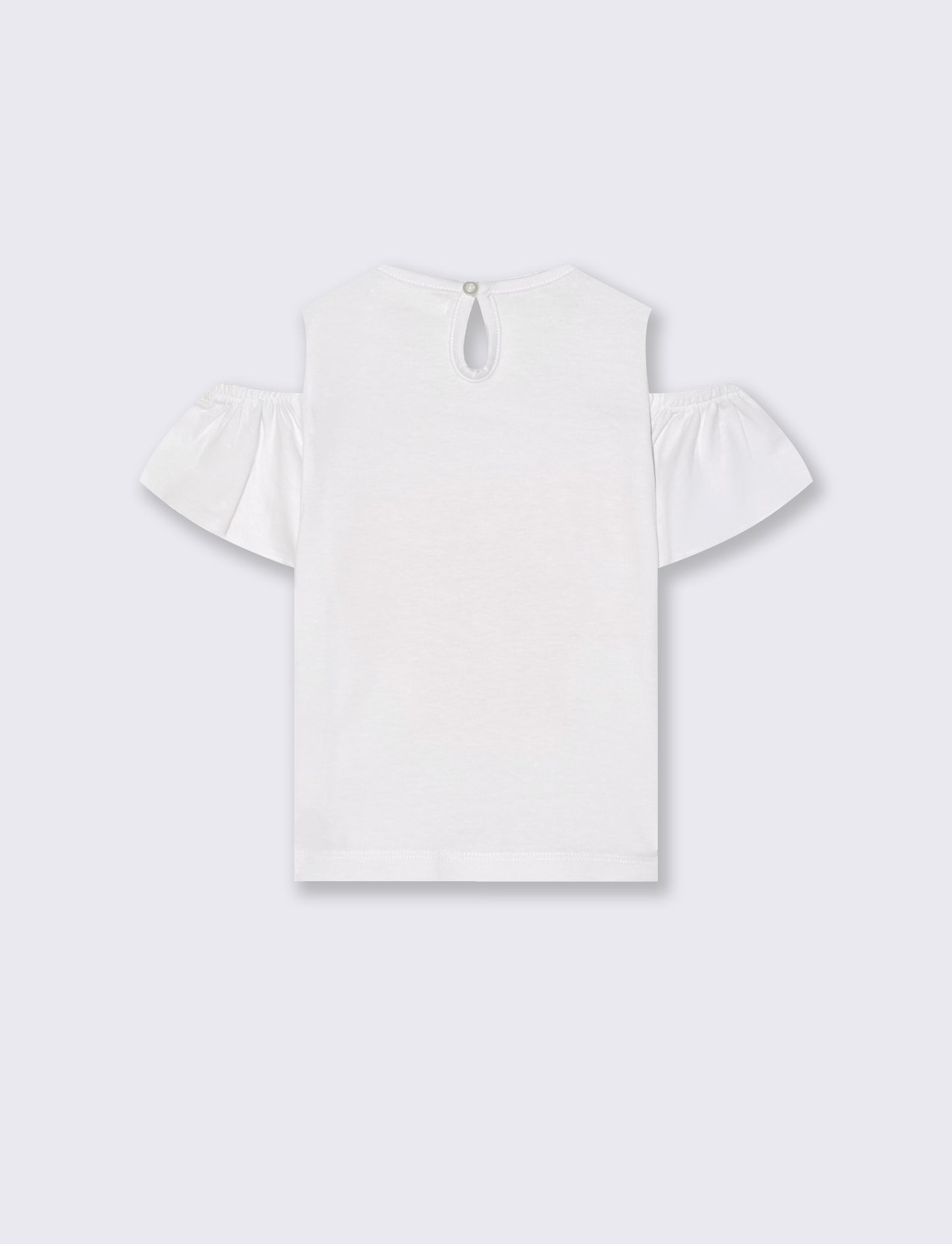 Wide Sleeve T-Shirt with Print - White