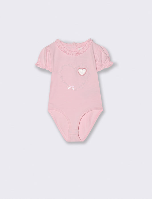 Body con manica a sbuffo e arricciature - Rosa
