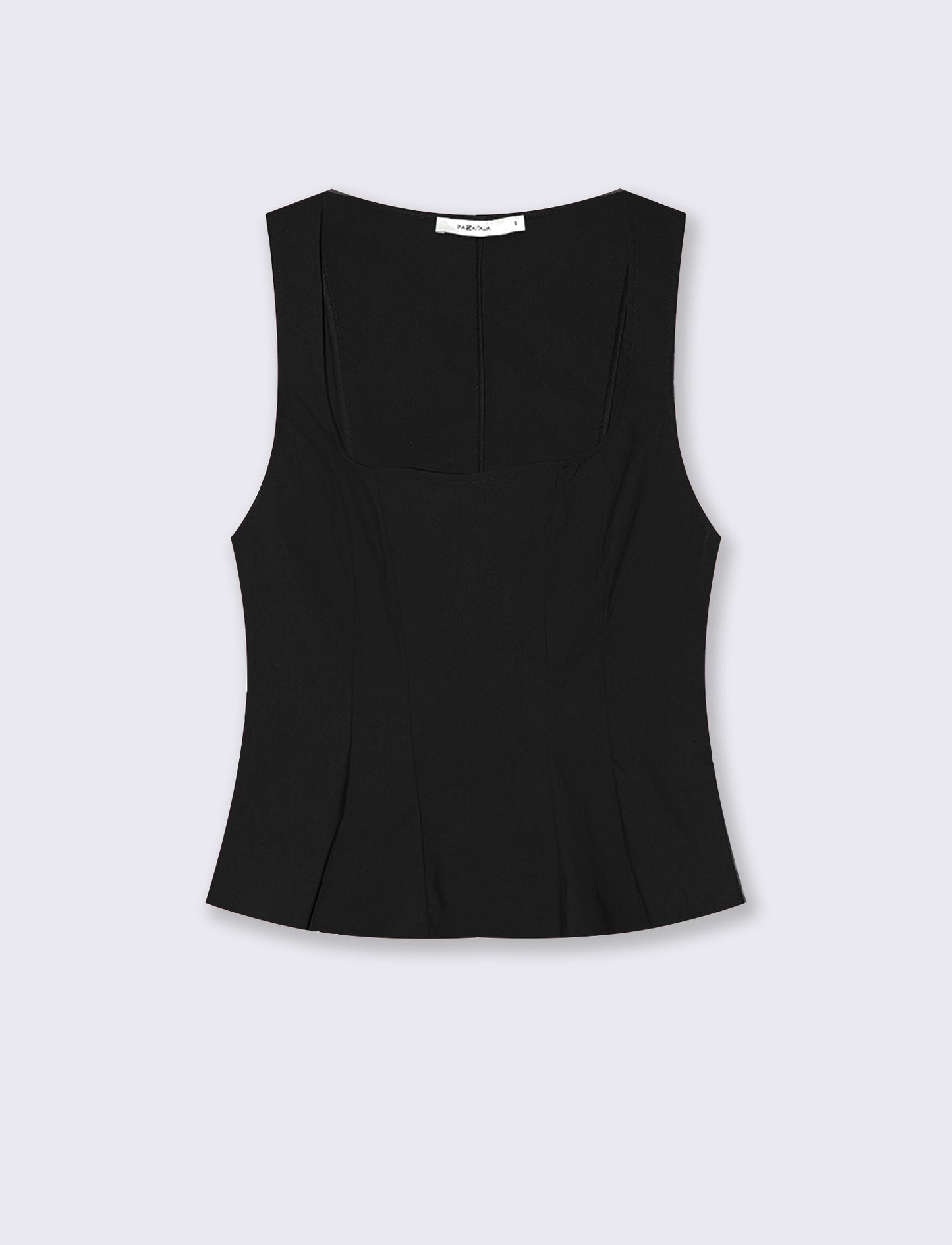 Top con scollo quadrato e zip - Nero