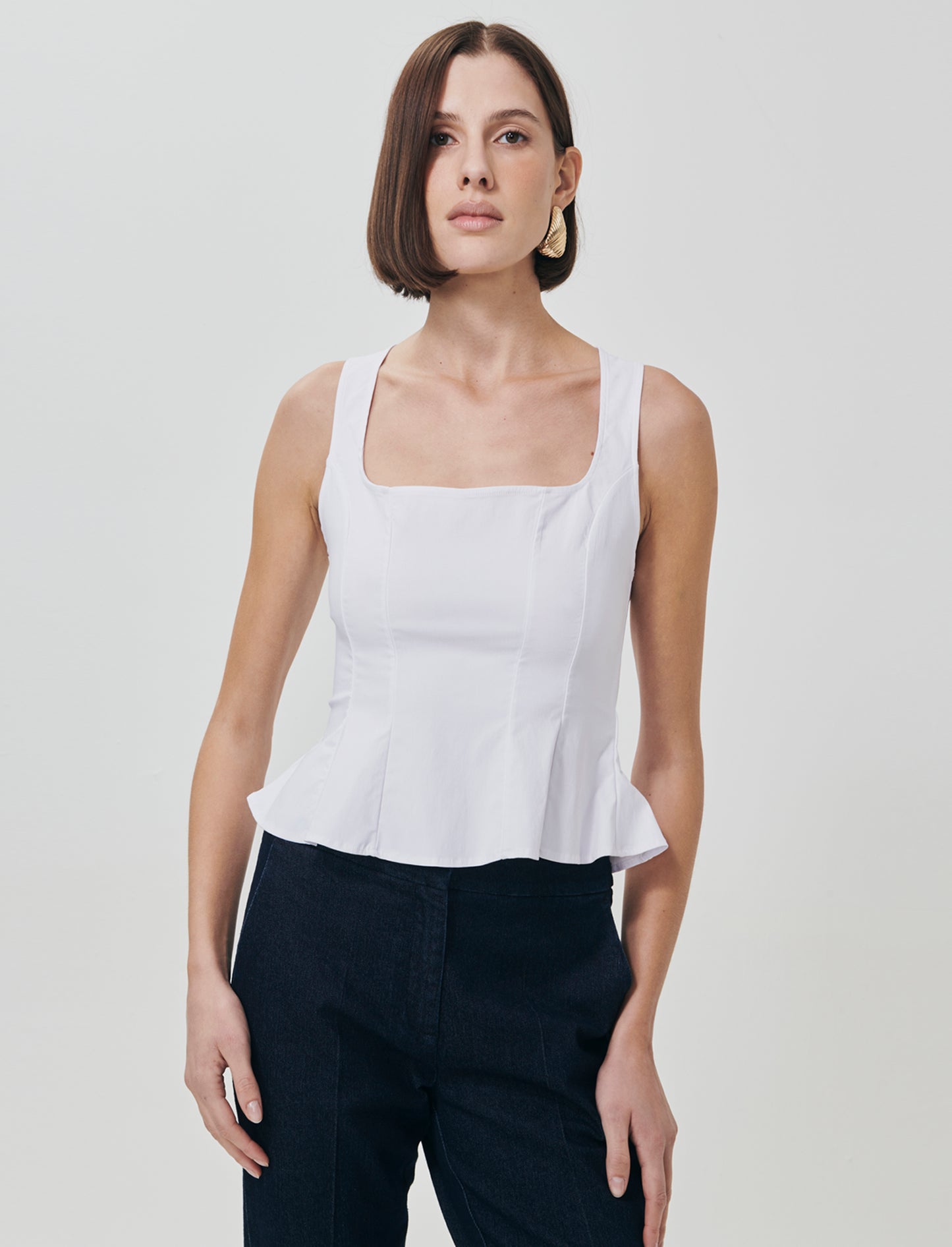 Top con scollo quadrato e zip - Bianco