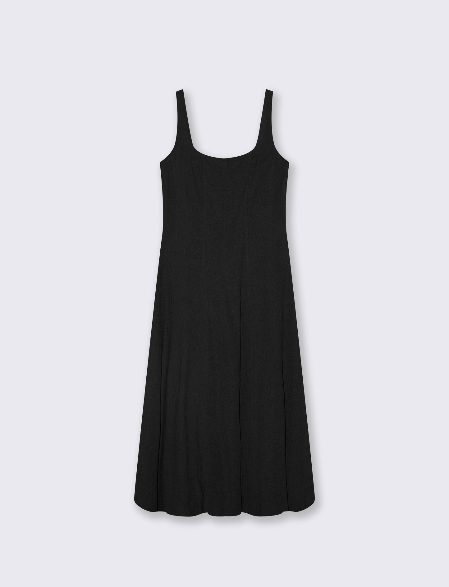 Vestito lungo smanicato con tagli e svaso - Nero