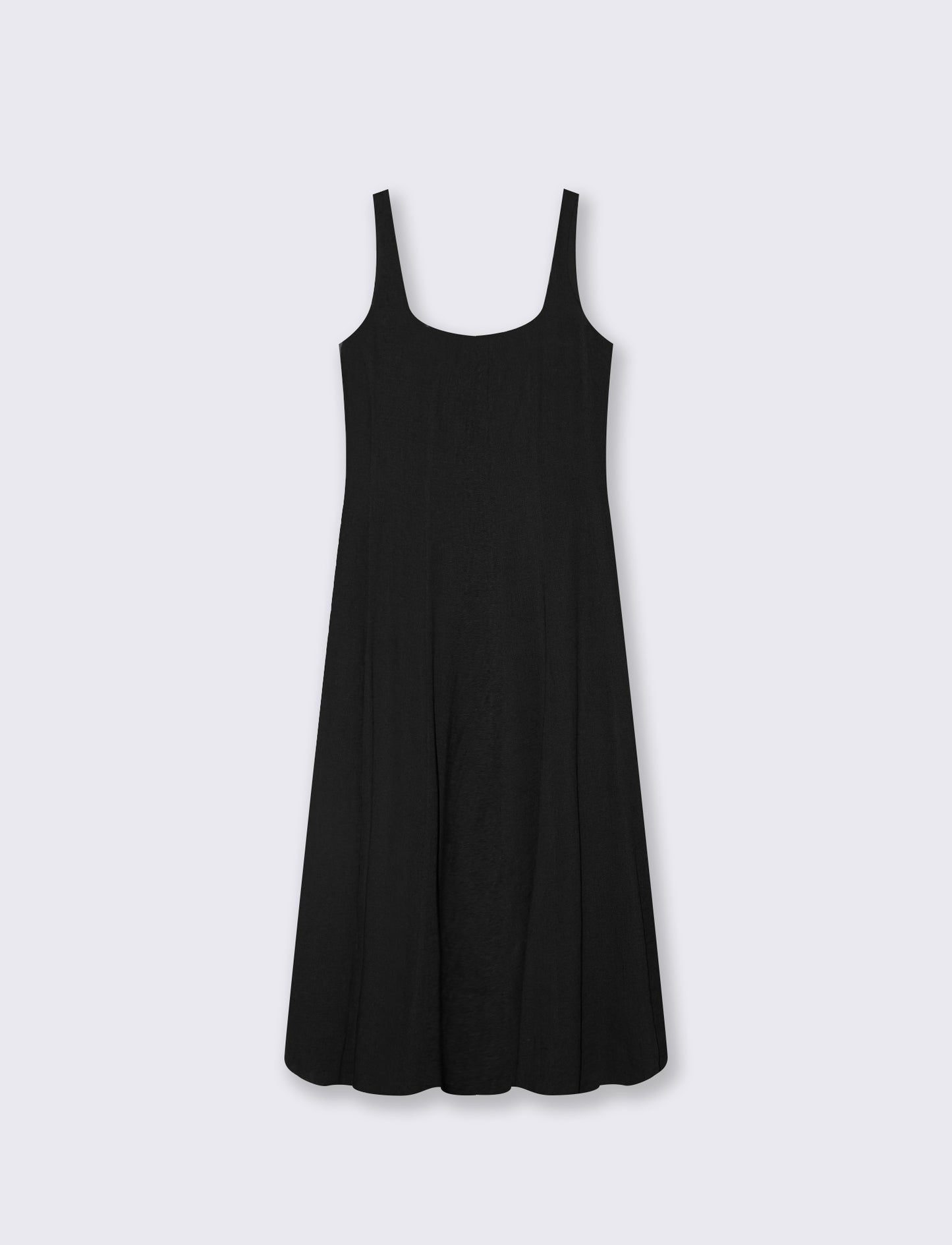 Vestito lungo smanicato con tagli e svaso - Nero