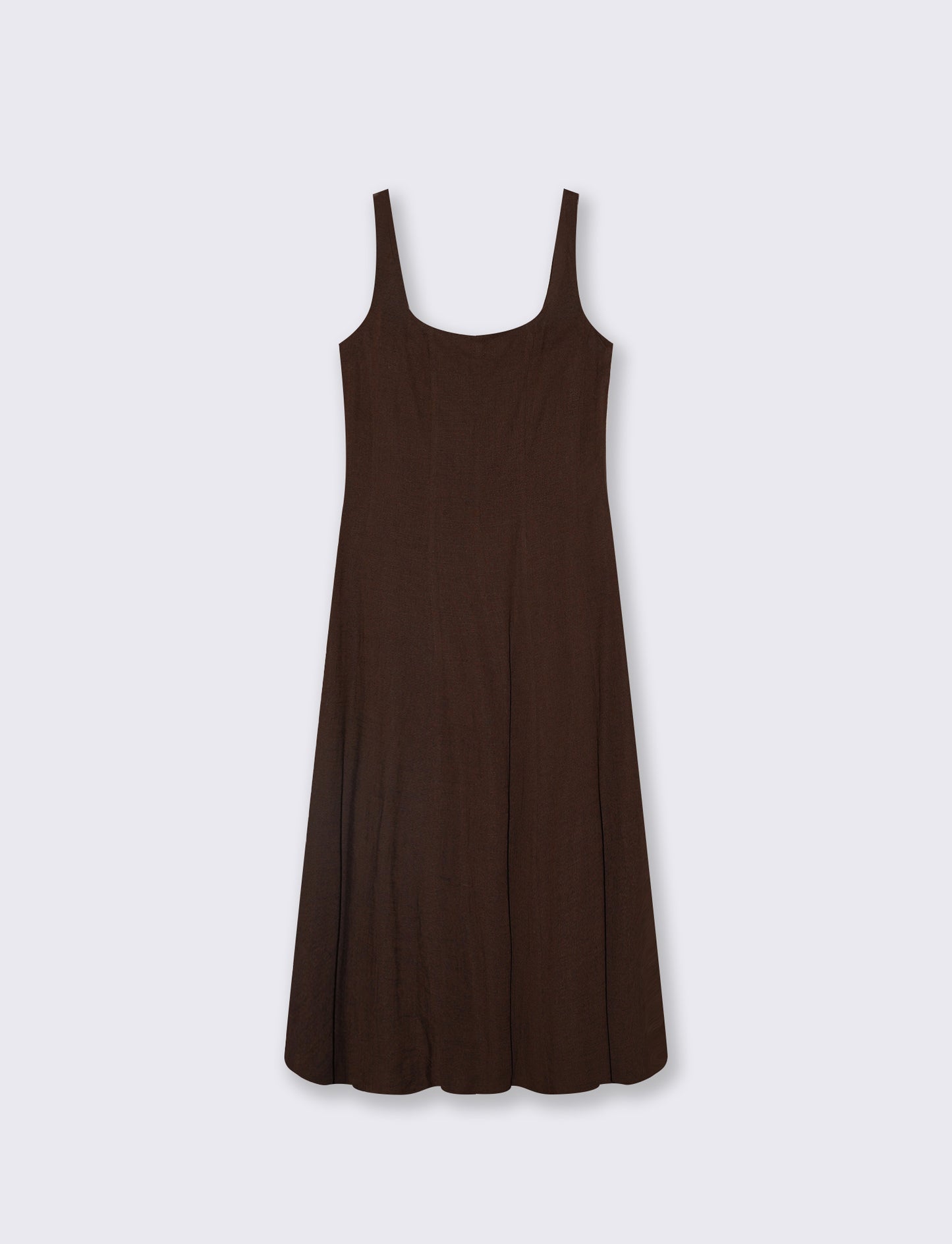 Vestito lungo smanicato con tagli e svaso - Marrone cioccolato